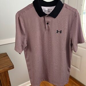 Under Armour Performance Golf Polo Men's Small Orange Black White Pattern